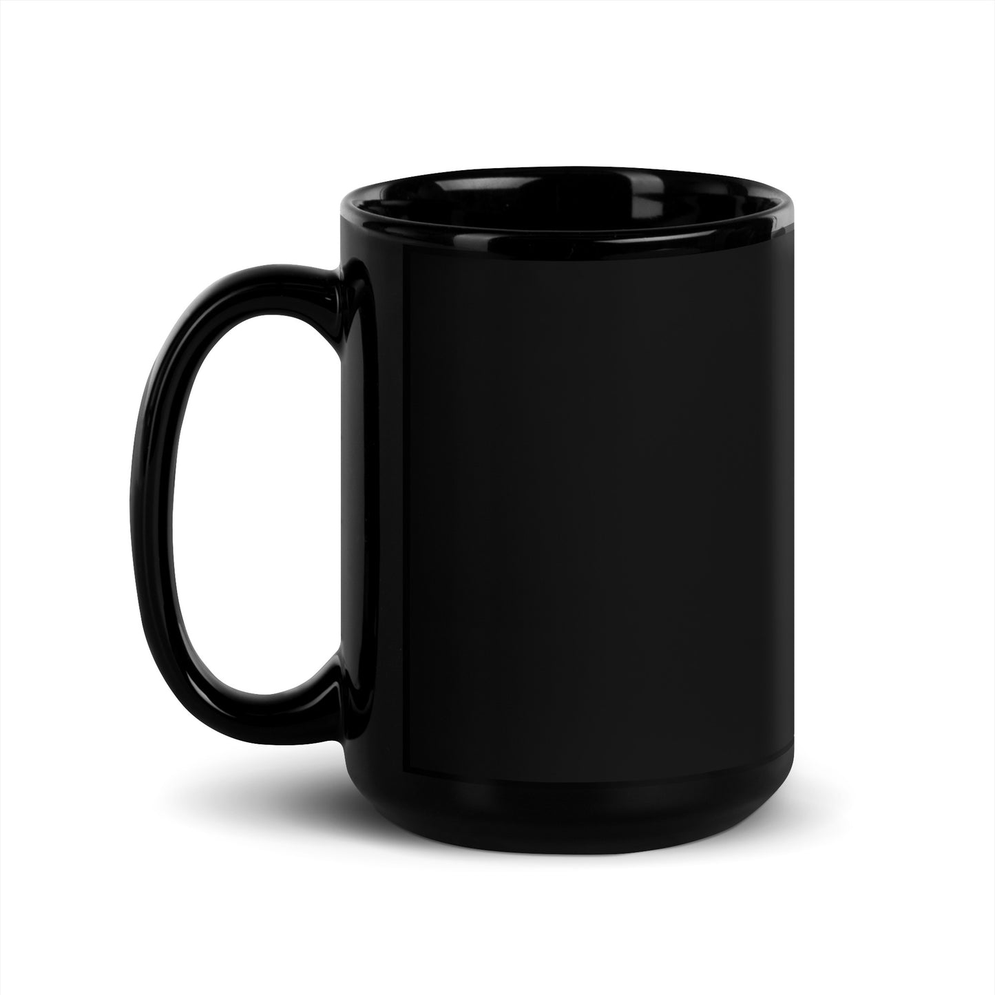 15 ounce black Sonoran Roast Glossy Mug with handle on left