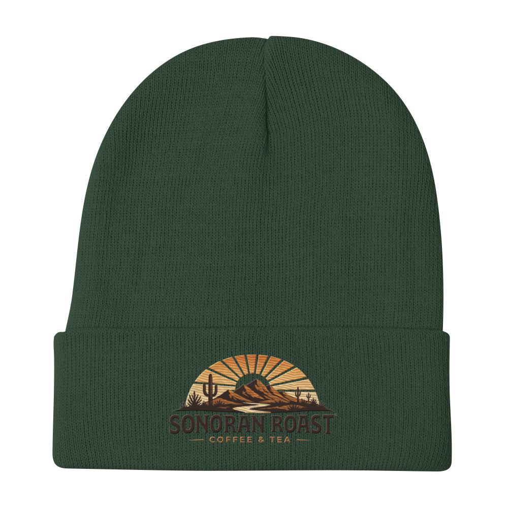 Sonoran Roast Embroidered Beanie in dark green