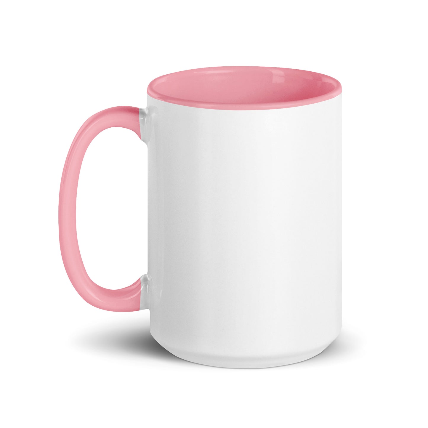 Left view of 15 ounce Sonoran Roast Mug with pink color inside