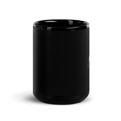 Front view of 15 ounce black Sonoran Roast Glossy Mug