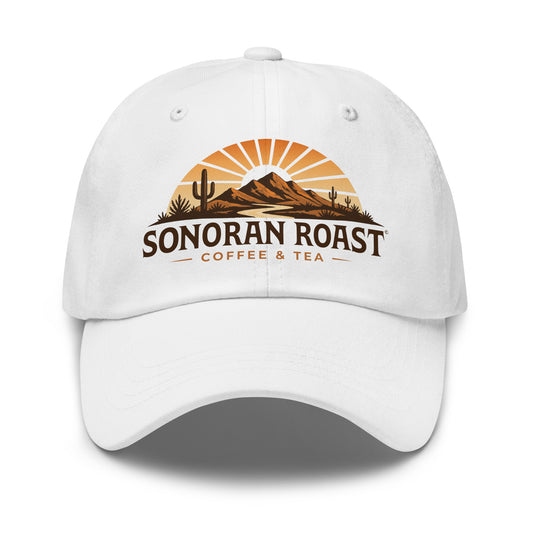 Front view of white Sonoran Roast Dad Hat