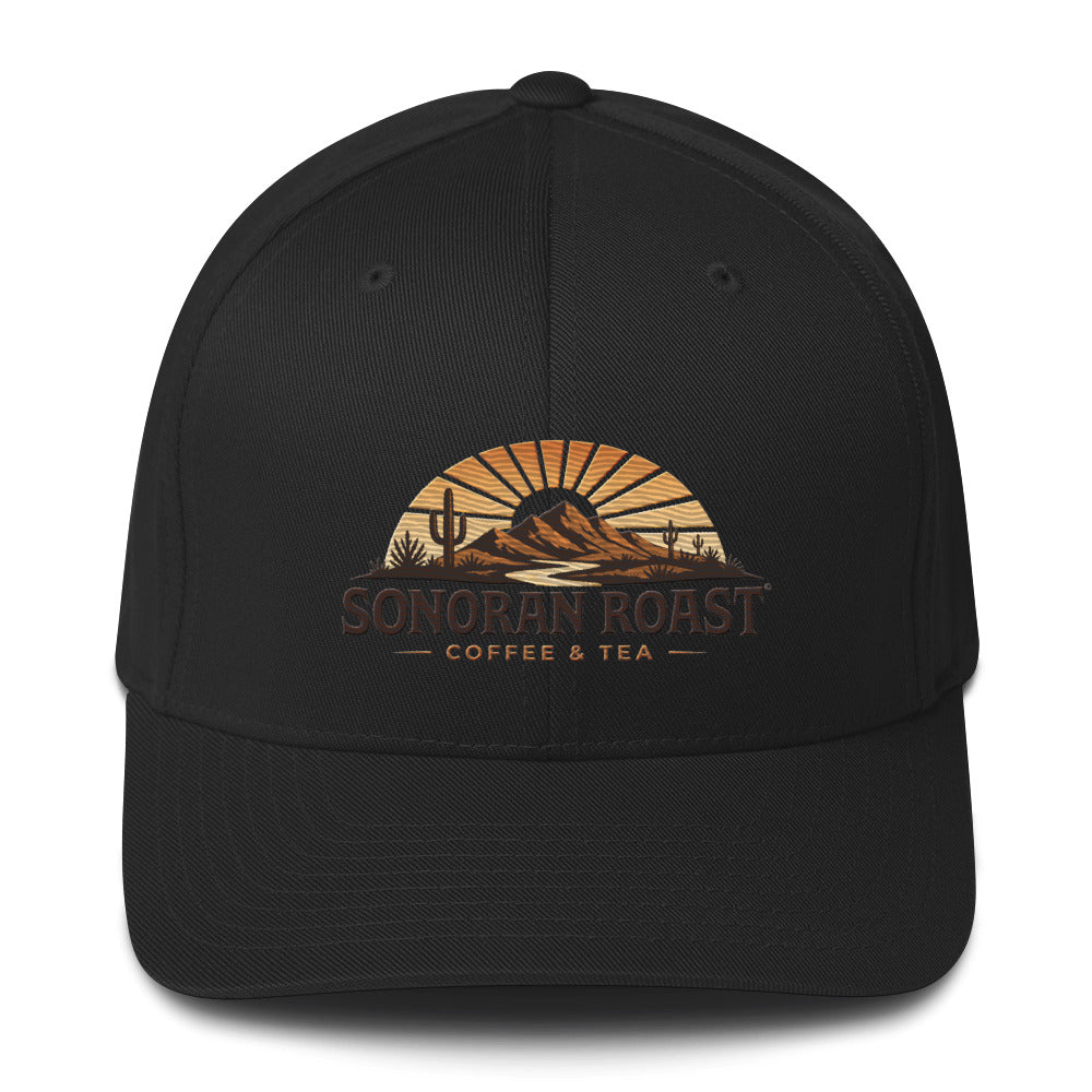Front view of black Sonoran Roast Structured Twill Cap