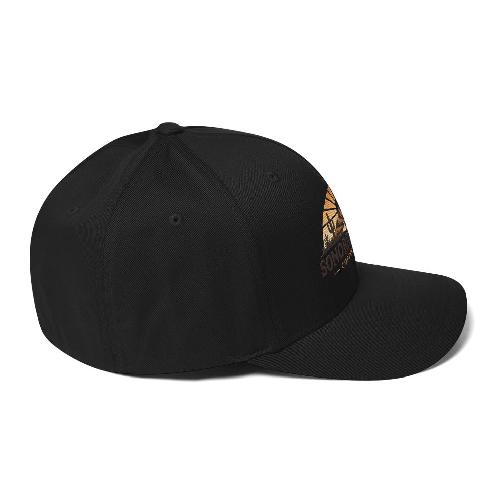 Right side view of black Sonoran Roast Structured Twill Cap