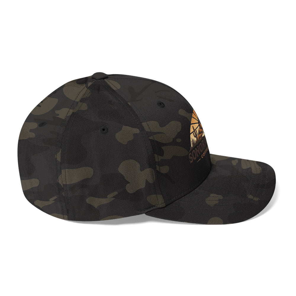 Right side view of multicam black Sonoran Roast Structured Twill Cap