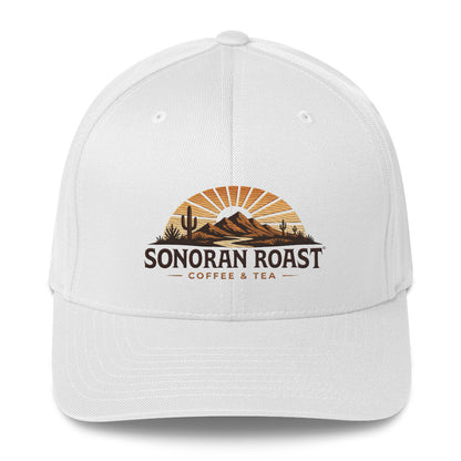 Front view of white Sonoran Roast Structured Twill Cap