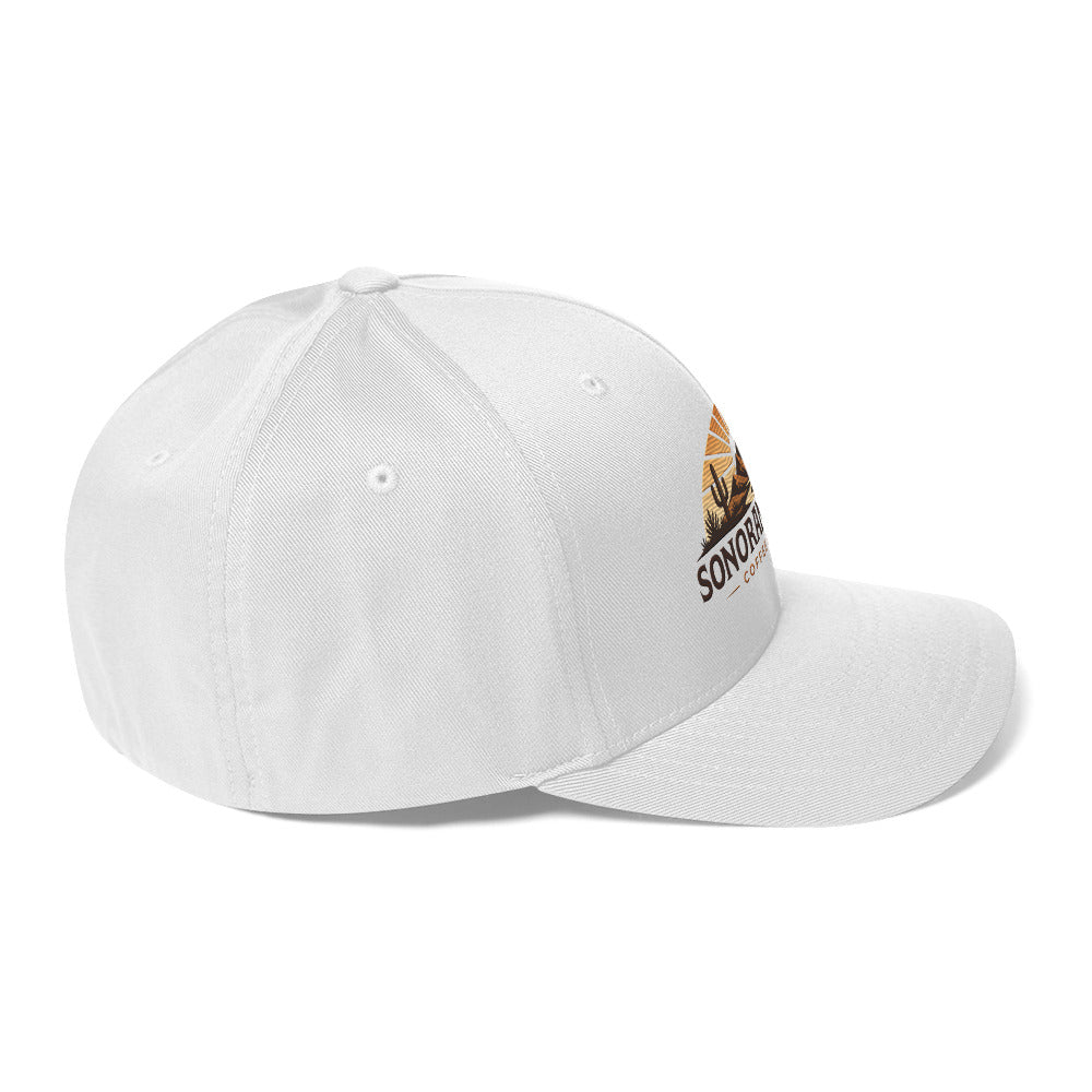 Right side view of white Sonoran Roast Structured Twill Cap