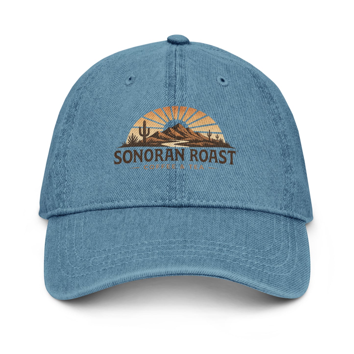 Front view of blue Sonoran Roast Denim Hat