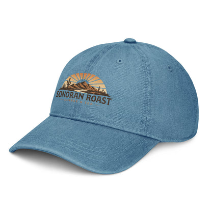 Left front view of blue Sonoran Roast Denim Hat
