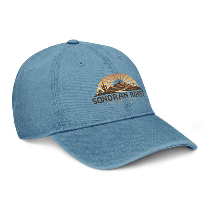 Right front view of blue Sonoran Roast Denim Hat