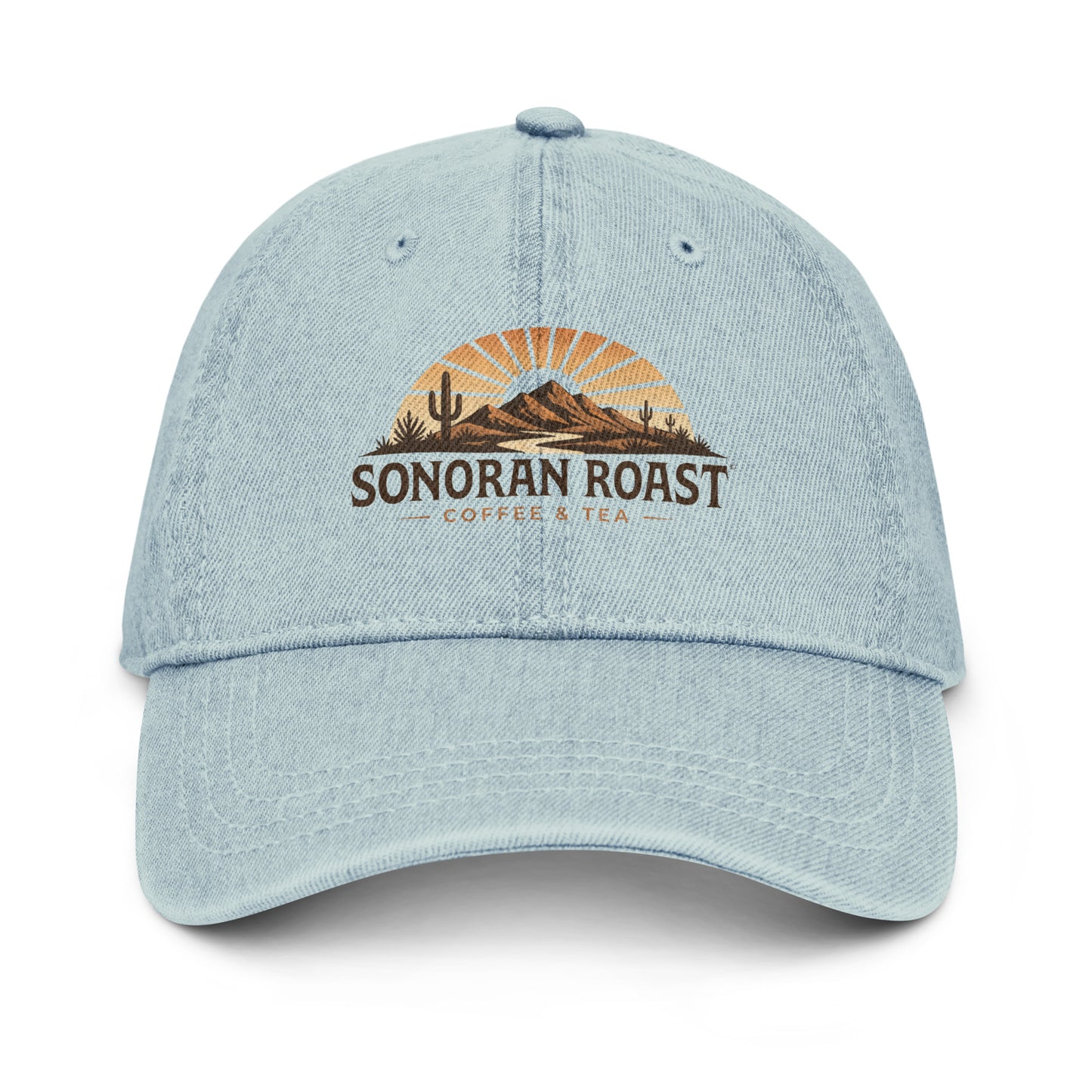 Front view of light blue Sonoran Roast Denim Hat
