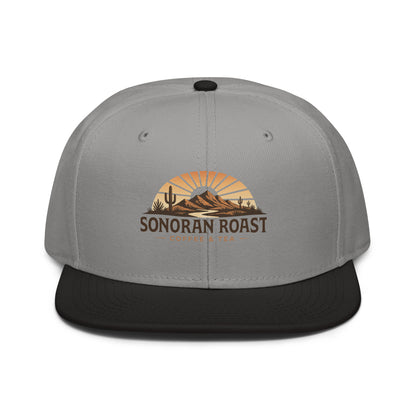 Front view of black and gray Sonoran Roast Snapback Hat