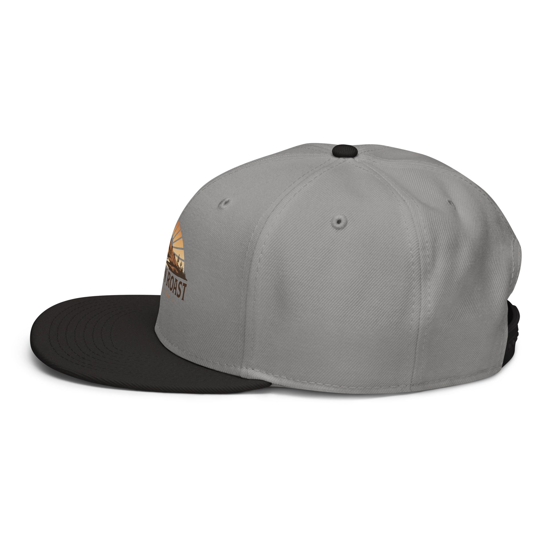 Left side view of black and gray Sonoran Roast Snapback Hat