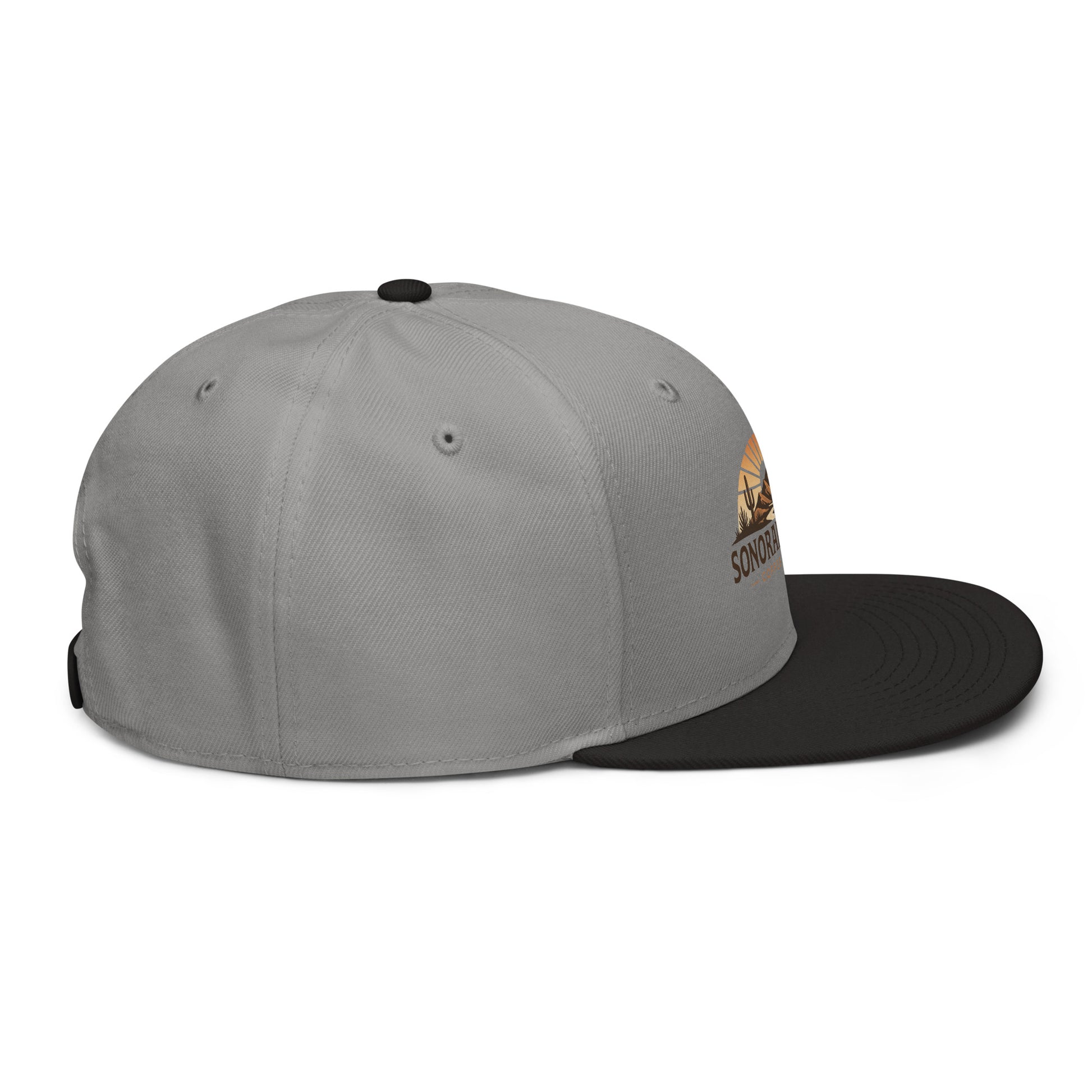Right side view of black and gray Sonoran Roast Snapback Hat