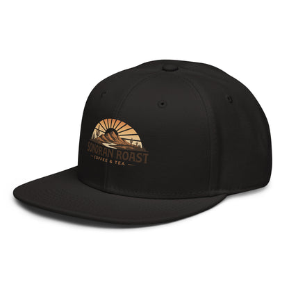 Left front view of black Sonoran Roast Snapback Hat