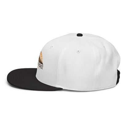 Left side view of black and white Sonoran Roast Snapback Hat