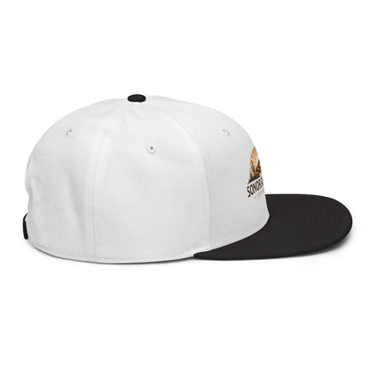 Right side view of black and white Sonoran Roast Snapback Hat