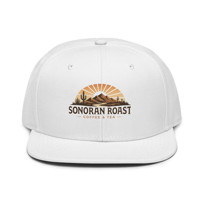 Front view of white Sonoran Roast Snapback Hat