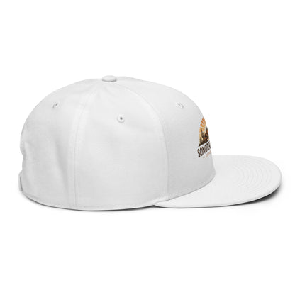 Right side view of white Sonoran Roast Snapback Hat