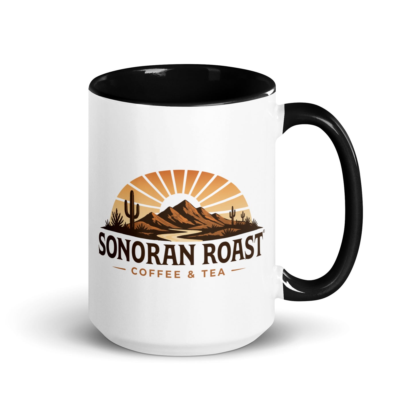 Right view of 15 ounce Sonoran Roast Mug with black color inside