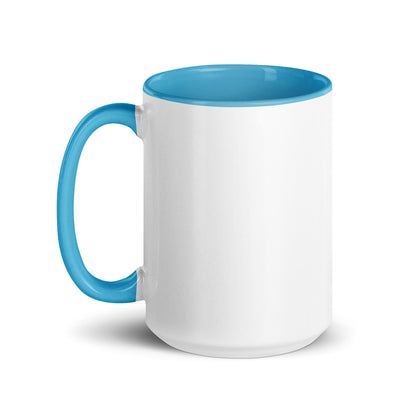 Left view of 15 ounce Sonoran Roast Mug with blue color inside