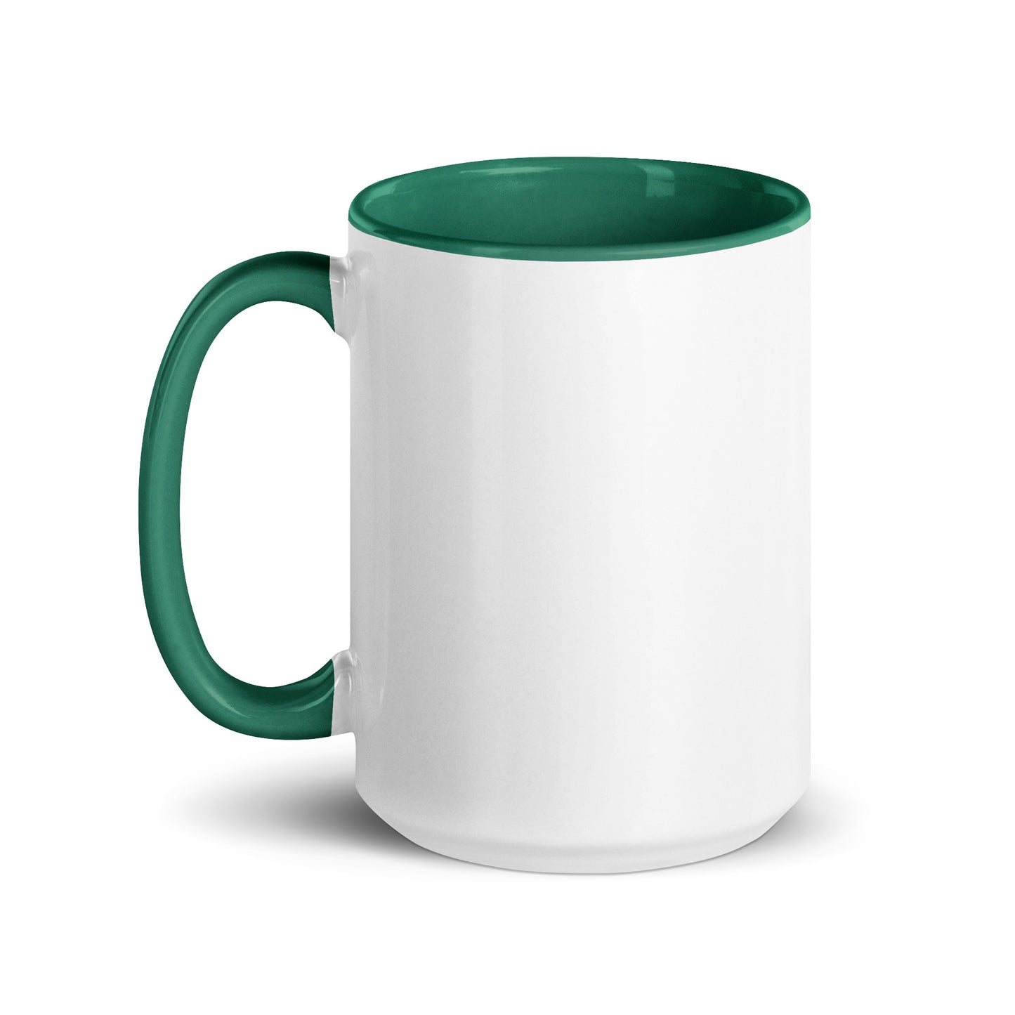 Left view of 15 ounce Sonoran Roast Mug with dark green color inside