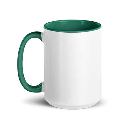 Left view of 15 ounce Sonoran Roast Mug with dark green color inside