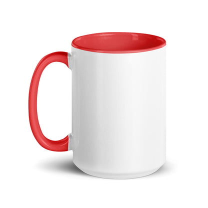 Left view of 15 ounce Sonoran Roast Mug with red color inside