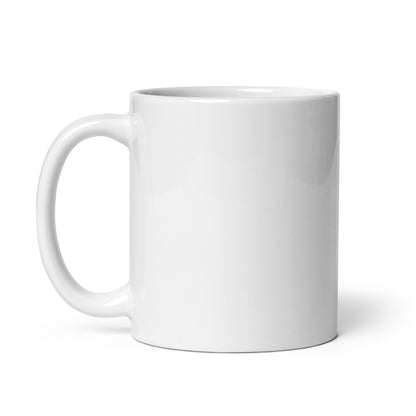 11 ounce white Sonoran Roast Glossy Mug with handle on left